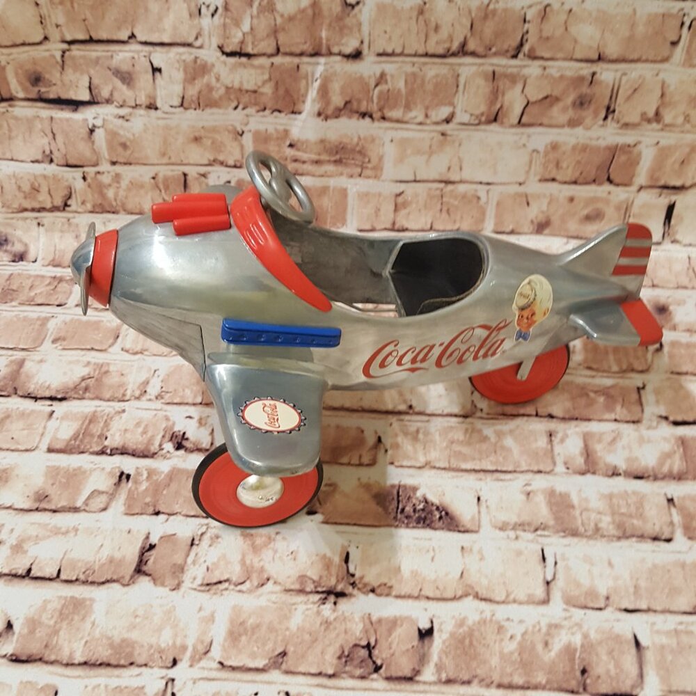 Coca Cola Die Cast Metal Pedal Plane Silver Edition 1:3 Scale 1995